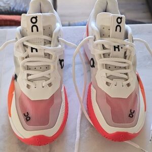 White and Orange Sneakers On Pickleball Shoes